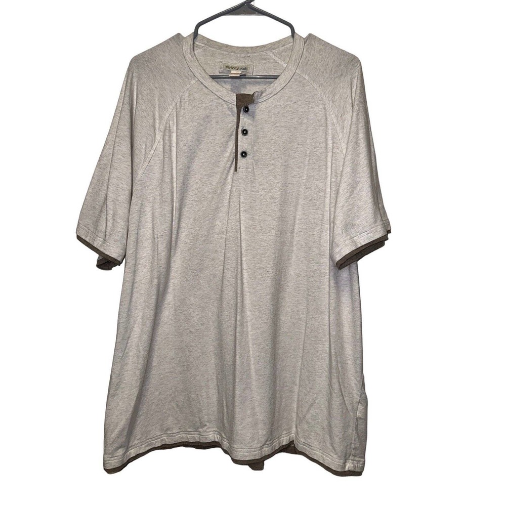 Carbon 2 Cobalt Henley Shirt Mens XL‎ Short Sleeve Oatmeal Brown